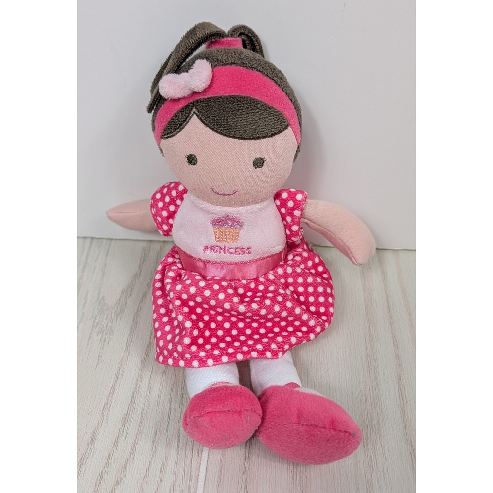 Carters Child Of Mine Plush Baby Doll Pink Polka Dot Cupcake Princess soft toy